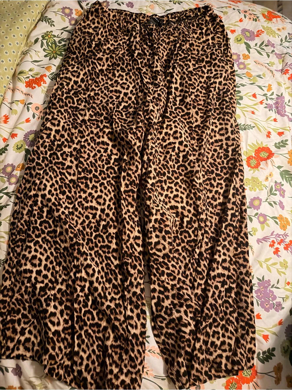 Leopard Print Wide-Leg Pants - Brown & Black 2T